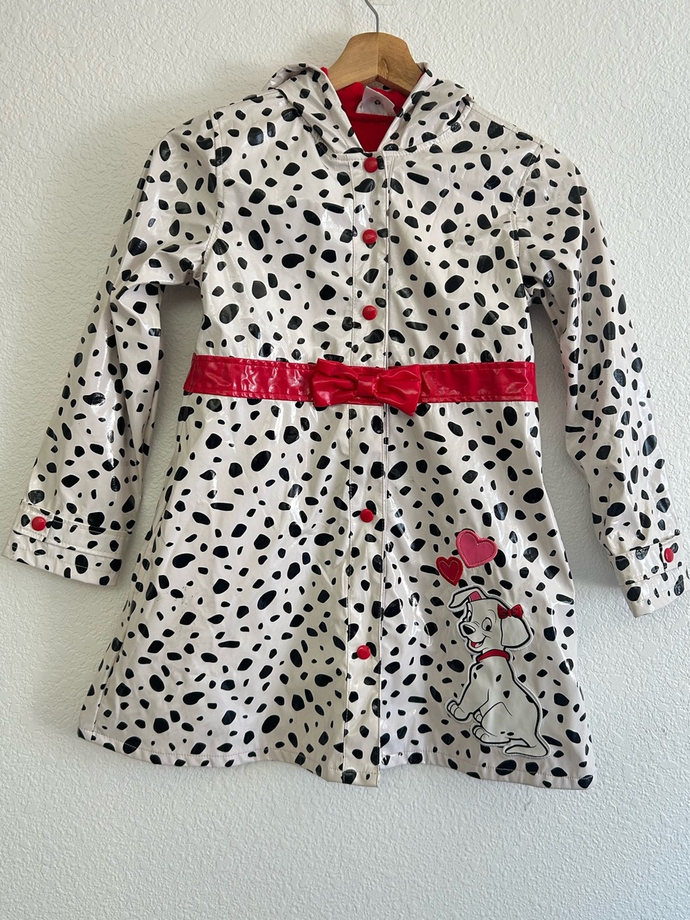 DISNEY STORE Girls Size 7/8 101 Dalmatians Hooded Raincoat
